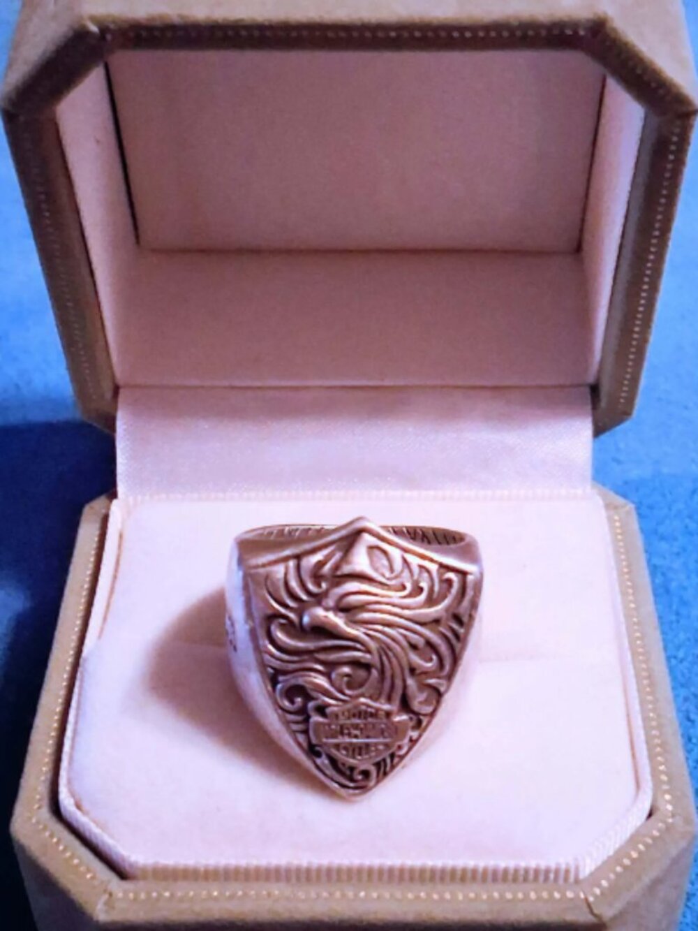 Large Bold Harley Davidson Shield Eagle Statement Ring Size 9 (23 grams)